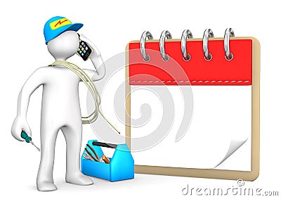 Phoning Electrician Notepad Stock Photo