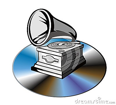 Phonograph with cd Stock Photo