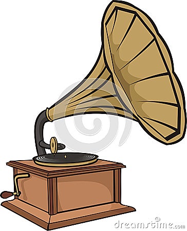 Phonograph - vintage gramophone Vector Illustration