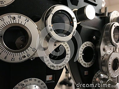 Phoropter for eye exams Stock Photo