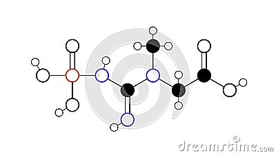 phosphocreatine molecule, structural chemical formula, ball-and-stick model, isolated image creatine phosphate Stock Photo