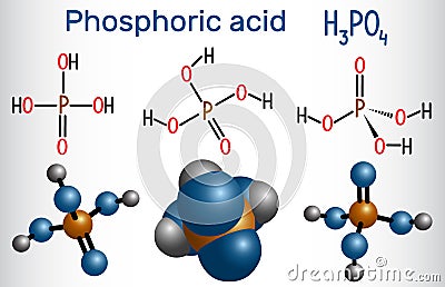 Phosphoric acid orthophosphoric acid, H2PO4 is a mineral and w Vector Illustration