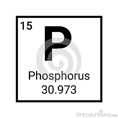 Phosphorus chemical element periodic table icon. Phosphorus atom symbol vector Vector Illustration