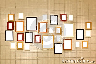 Photo art gallery on the wall Stock Photo