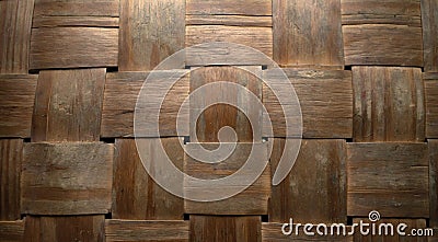 Photo of the basket weaving texture.An antique basket made of straw. Vintage background of square patterns. Stock Photo
