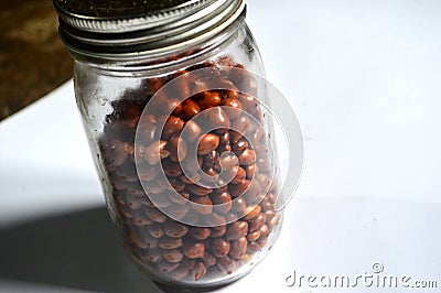 Photo of beans in a jar with a white background Stock Photo