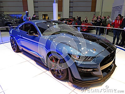 Beautiful Blue Ford Mustang Editorial Stock Photo