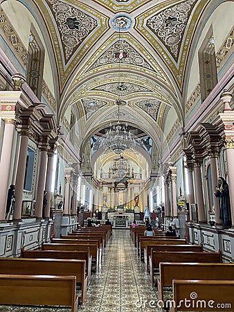 Beautiful Catholic Church interior in Rioverde Mexico Editorial Stock Photo