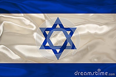 Photo of the beautiful colored national flag of the modern state of Israel on textured fabric, concept of tourism, economics and Cartoon Illustration