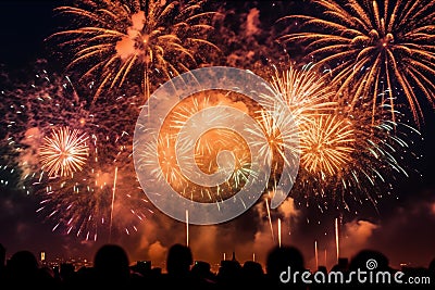 beautiful firework exploded in night sky ai generated Stock Photo