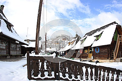 Photo1. Beautiful houses in Drvengrad, Mokra Gora. Editorial Stock Photo