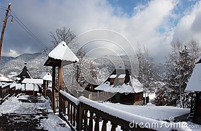 Photo2. Beautiful houses in Drvengrad, Mokra Gora. Editorial Stock Photo