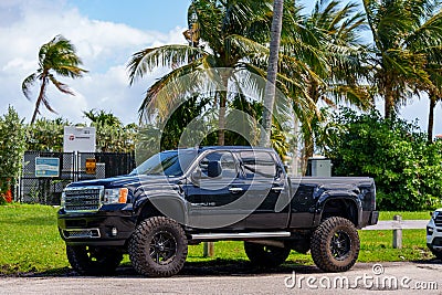 Photo of a black GMC Denali HD pick up truck Editorial Stock Photo