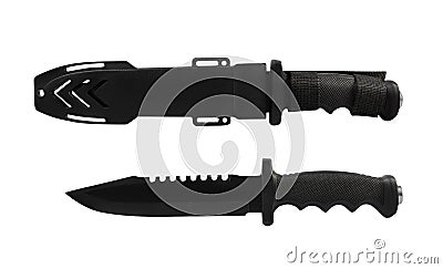 Isolated hunting and military knife Stock Photo