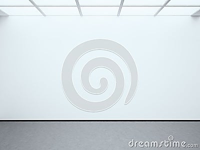 Photo blank white empty wall contemporary gallery. Modern open space expo with concrete floor. Place for business Stock Photo