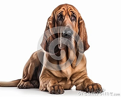 photo of bloodhound isolated on white background. Generative AI Stock Photo