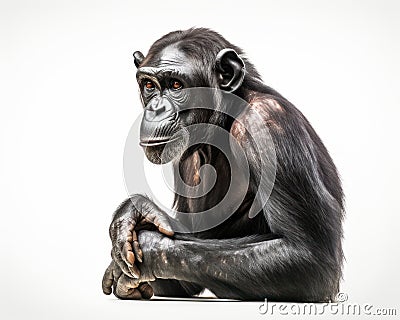 photo of bonobo isolated on white background. Generative AI Stock Photo