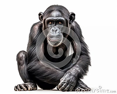 photo of bonobo isolated on white background. Generative AI Stock Photo