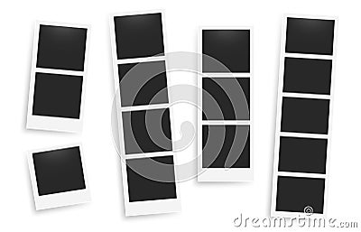 Photo booth images. Realistic blank photography template. Retro empty photo frame. Vector instant snapshot Vector Illustration