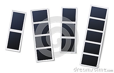 Photo booth picture frames. Vintage snapshots, instant photos and photographs strips vector illustration set Vector Illustration