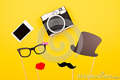 Photo booth props and camera Stock Photo