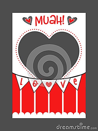 Photo booth props frame Valentines Day wedding Vector Illustration