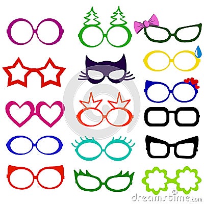 Photo booth props glasses masks Vector Illustration