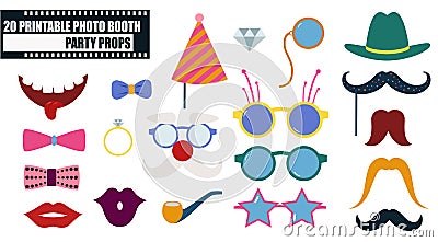 Photo booth props icon set vector illustration Vector Illustration