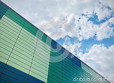 Photo of the building and the sky above it. Made in Belarus with a mobile phone Stock Photo