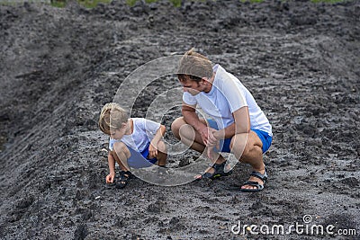 Photo bunch collection. Family natural child education, father time, father's day, responsibilities, influence on son Stock Photo