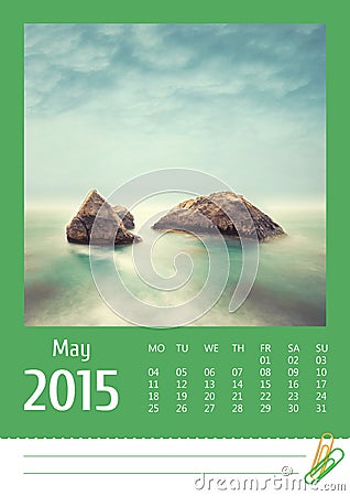 2015 photo calendar. May. Stock Photo