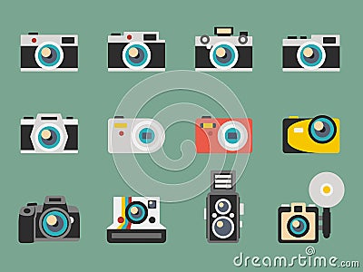 Photo camera flat vector icons Vector Illustration