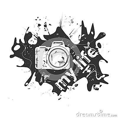 Photo camera. Grunge vector illustration Vector Illustration