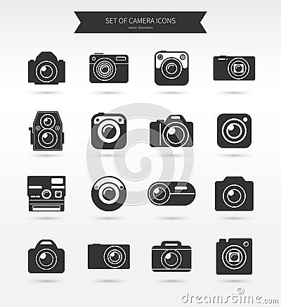 Photo camera icon set Vector Illustration