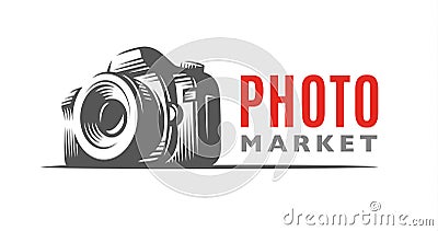 Photo camera logo - vector illustration. Classic emblem Vector Illustration