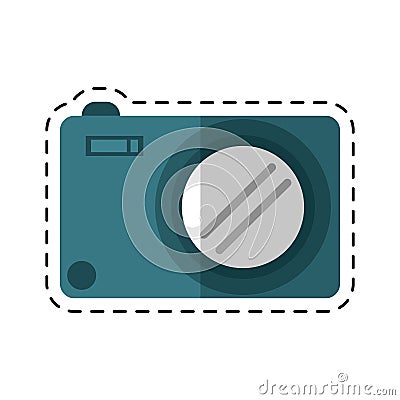 Photo camera picture image cutting line Vector Illustration