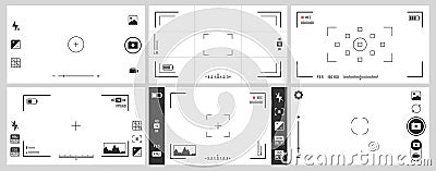 Photo camera viewfinders. Photography ui zoom, adjustment focus frame and digital viewfinder vector set Vector Illustration