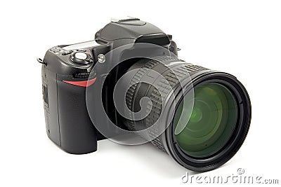 Photo camera with zoom lens Stock Photo