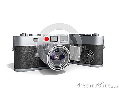 Photo cameras 3d render on white Stock Photo