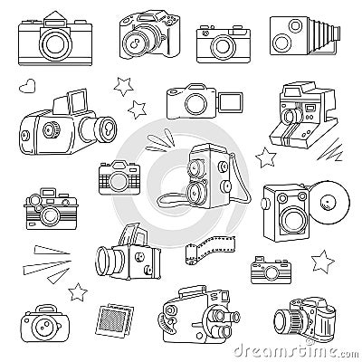 Photo cameras set Vector Illustration