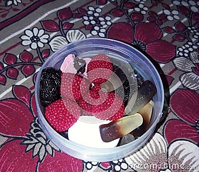 This is the photo of candy in bowl looking tasty in different shapes.. Stock Photo