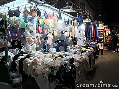 On-street Underwear Stall in Mongkok, Hong Kong Editorial Stock Photo
