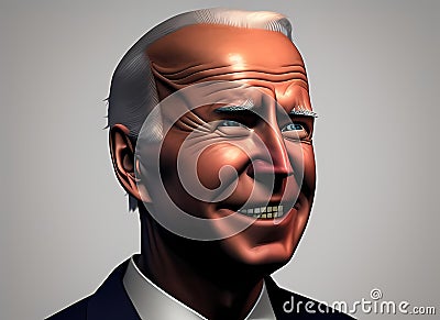 Joe Biden: 3D Digital Portrait of a Squinting President Created With Generative Ai Editorial Stock Photo