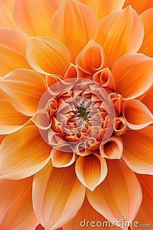 Large Orange Flower With Green Center Stock Photo
