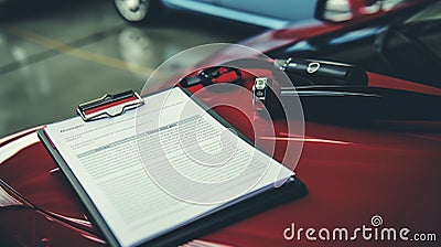 A Photo of a Car Rental Inspection Checklist Stock Photo