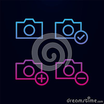 Photo, check, plus, minus sign nolan icon. Simple thin line, outline vector of web icons for ui and ux, website or mobile Stock Photo