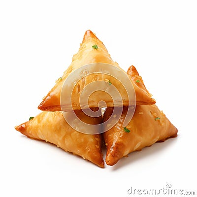 Triangle Shaped Pastries With Green Onions - Mehmed Siyah-kalem Style Stock Photo