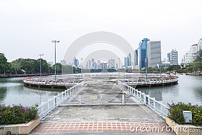 A circular platform at Benchakitti Park, Bangkok, Thailand Editorial Stock Photo
