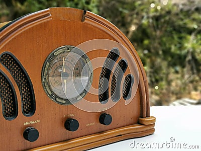 Photo of classic style analogue radio. Stock Photo