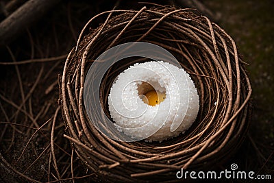 A close-up of frost on a bird nest Stock Photo